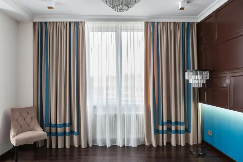 Двухцветные шторы. Комплект штор 038 темно-коричневый жемчужный rt-100034. Воздушные шторы. Шторы два метра. Двойные шторы в гостиную.