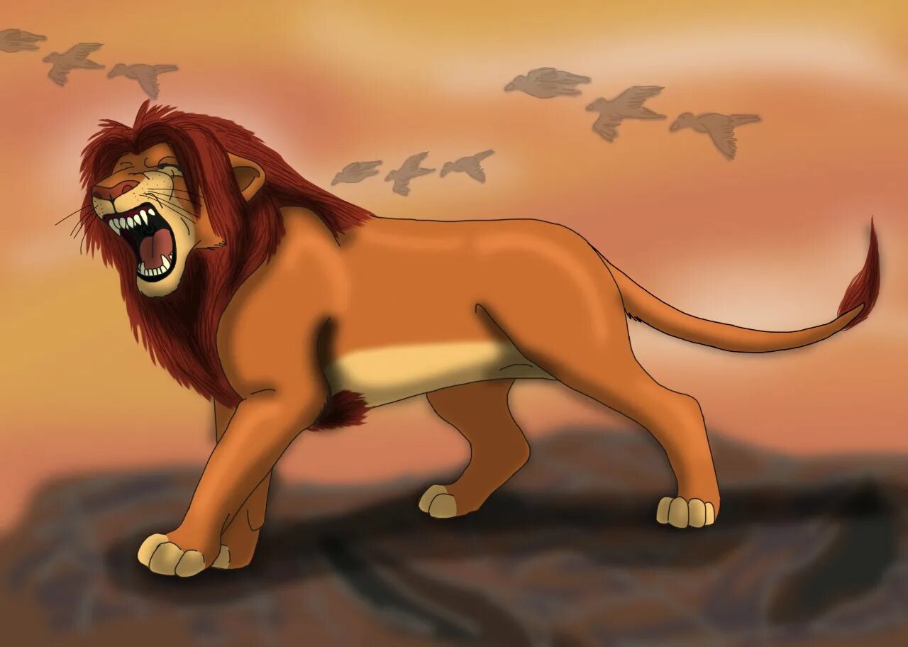 Сим ба. Тигр Муфаса. Симба из короля Льва. Король Лев Симба рычит.