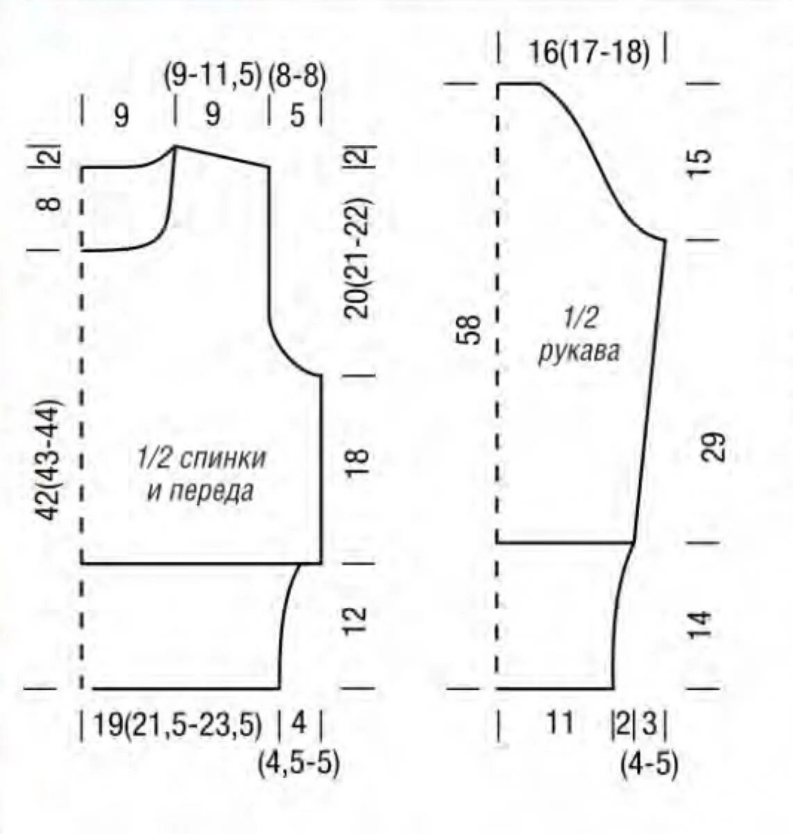 Выкройки джемперов женских. Выкройка вязаного пуловера 42 размера спицами. Выкройки для вязания женского пуловера 46 размер спицами. Джемпер женский спицами размер 46 выкройка. Выкройка вязаного свитера 42 размера.