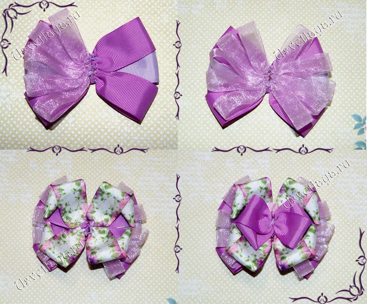 Бант для волос. Бантики из атласных лент. Бант из атласной ленты своими руками. Бантики для начинающих пошагово. Банты из репсовой ленты.
