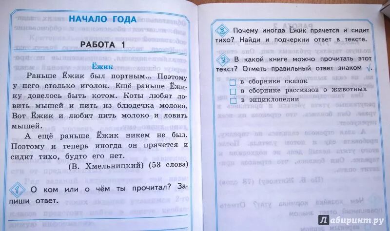 Проверка читательской грамотности 2 класс с ответами