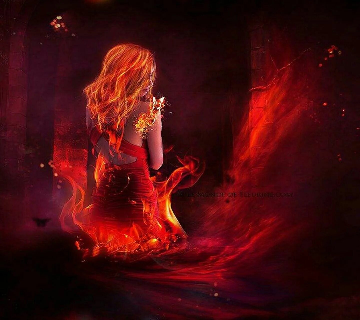 Огня задора. Огненная девушка. Девушка с огненными волосами. Девочка огонь. Фэнтези огонь.