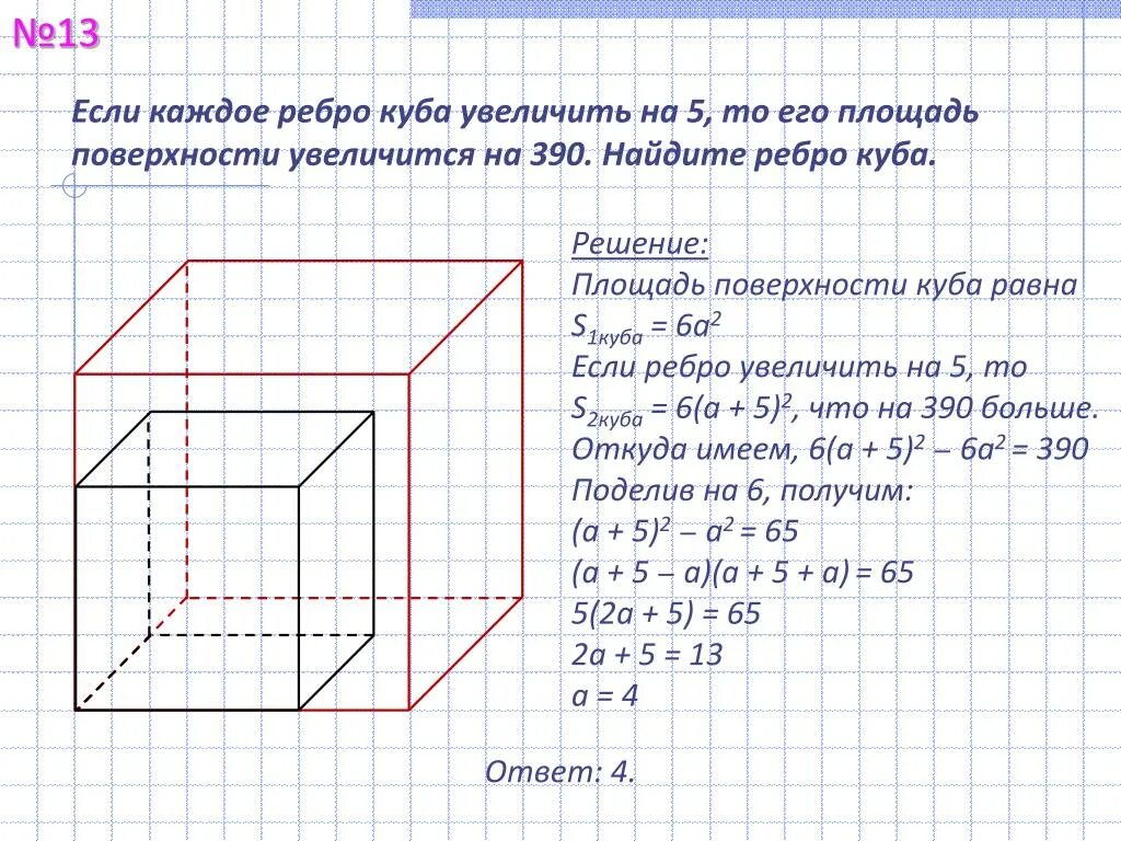 Объем куба если ребро 2 см