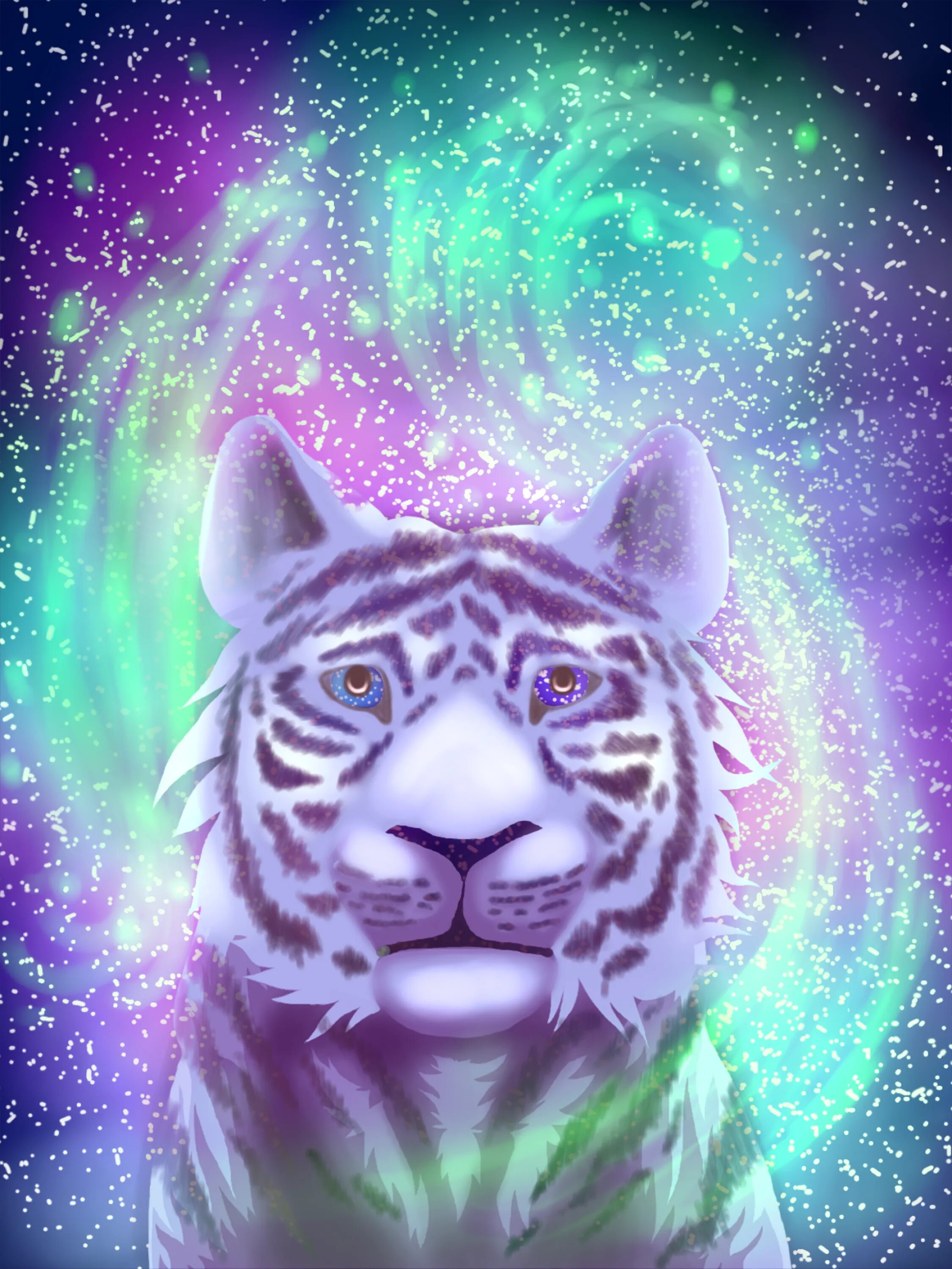 Светящиеся тигры. Радужные тигры. Тигр в космосе. Тигр с эффектами. Аватарка на телефон 2024