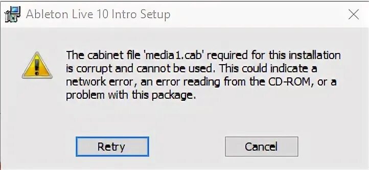File could be corrupted. A file is in the Cabinet. Verify installation corrupt.