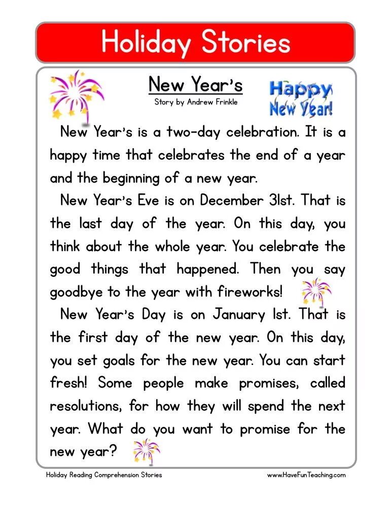 Read the text on which holiday. Christmas story for kids. new year story for kids. new year reading for kids. new year text for kids.