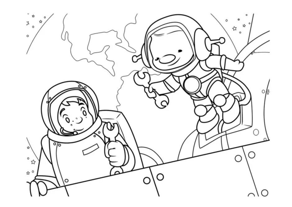 Раскраски ко дню космонавтики для школьников. Раскраска. В космосе. Раскраска день космонавтики для детей. Космос раскраска для детей. Космонавтика раскраски для детей.