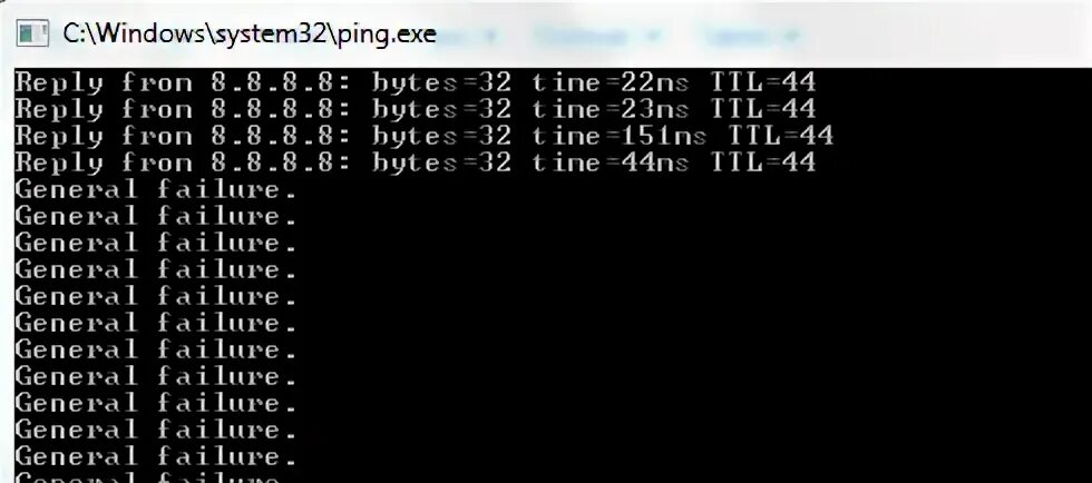 Iplir Ping. Пинг восьмёрок. General failure. Ping 8.8.8.8.
