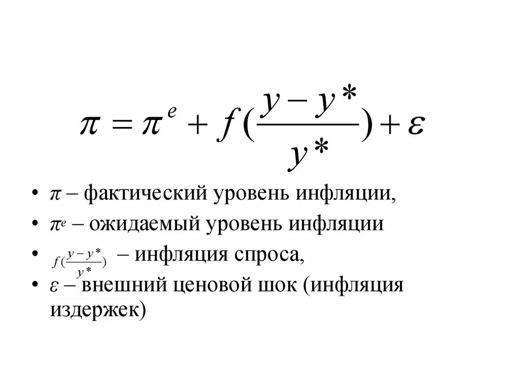 Фактический уровень инфляции формула. Ожидаемый уровень инфляции формула. Реальный показатель инфляции формула. Ожидаемая инфляция формула.