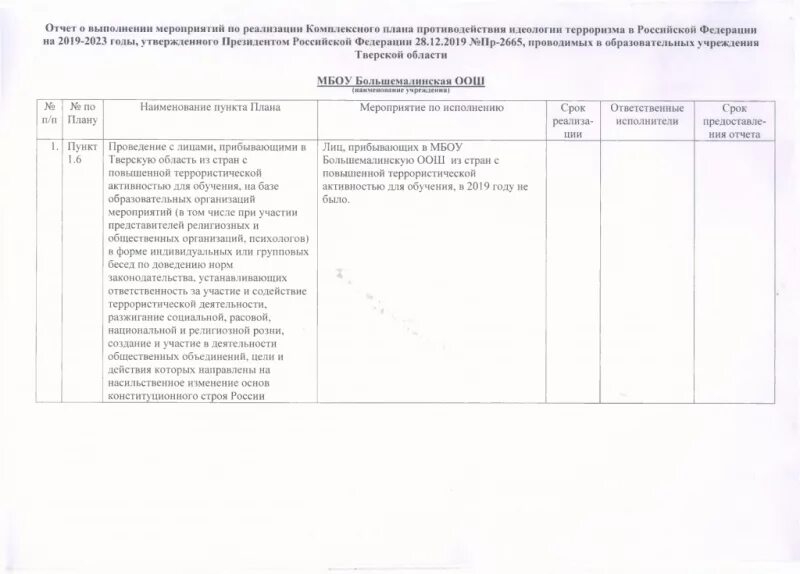 Отчет экстремизма в школе. Комплексный план противодействия идеологии терроризма в РФ на 2019-2023. Комплексный план противодействия идеологии терроризма в РФ. План мероприятий по противодействию идеологии терроризма. Комплексный план противодействия терроризма-2023.