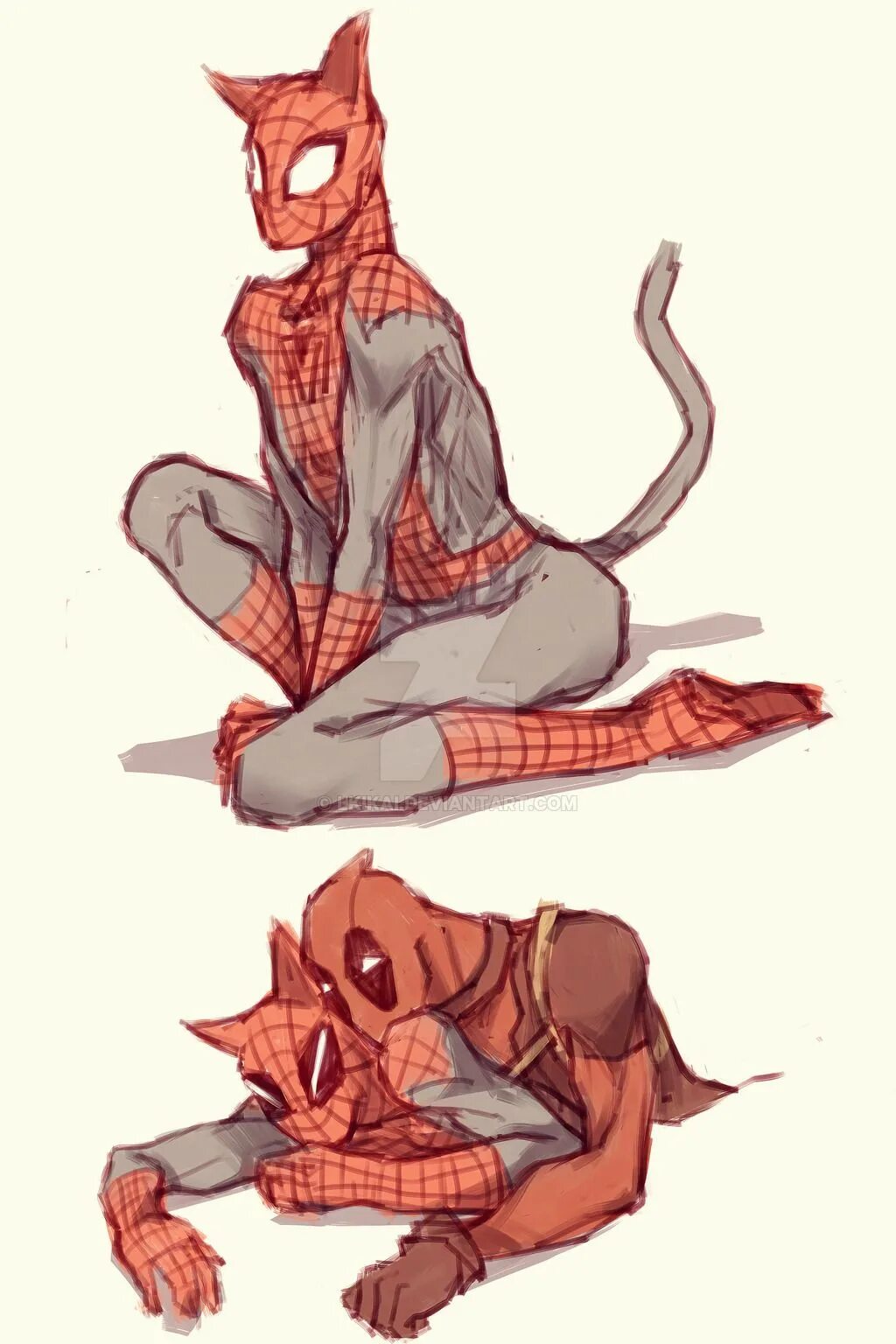 Кошка паук комиксы. Питер Паркер неко. Дэдпул и человек паук яой. Питер Паркер и Дэдпул 18.