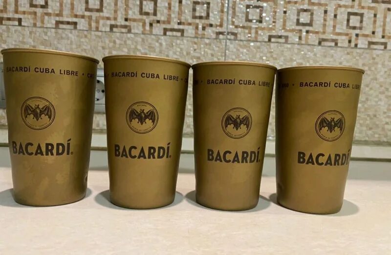 Бакарди минус. Стакан бакарди. Bacardi стакан. Металлические стаканы Bacardi. Стакан металлический.