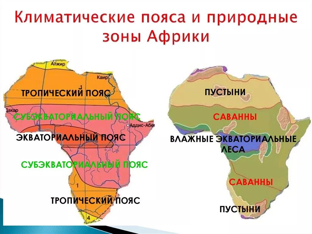 Сколько полушариях расположена африка. Климатические пояса и природные зоны Африки. Климатические пояса Африки 7. Карта климатических зон Африки. Карта природных зон Африки пустыни.