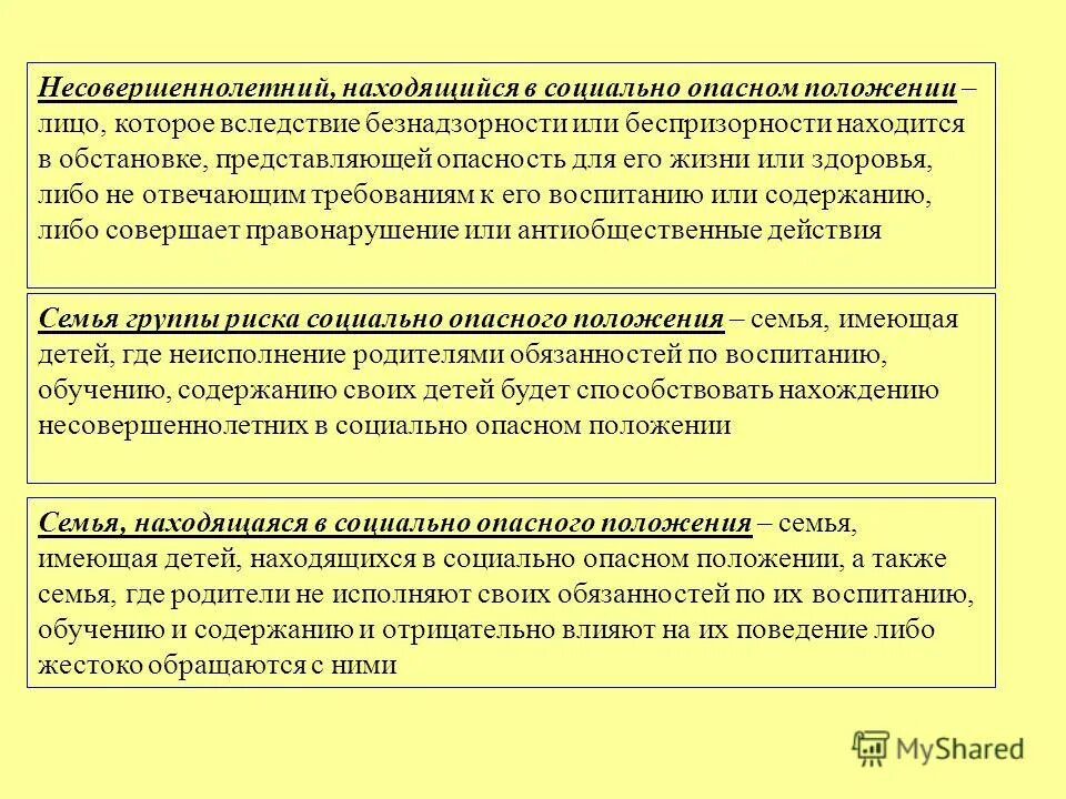 Несовершеннолетний находящийся в социально опасном положении это