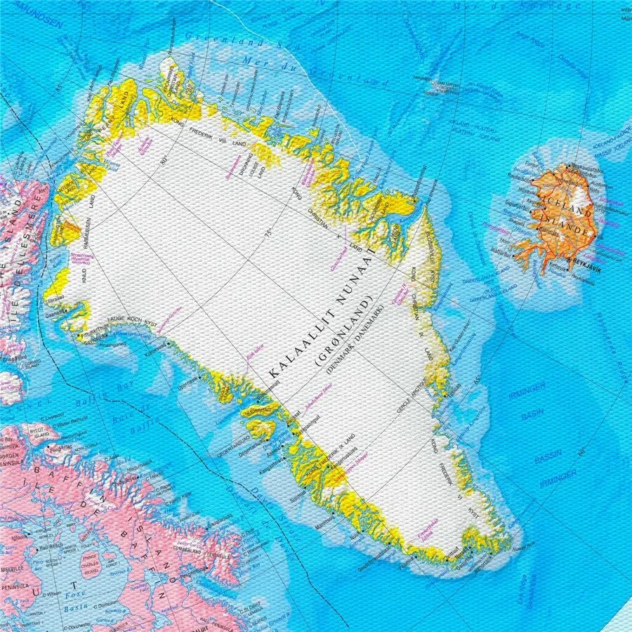 Остров Гренландия на карте. Остров Гренландия на карте полушарий. Остров Гренландия на физической карте. Где находится Гренландия на карте. Самый большой остров у берегов северной америки
