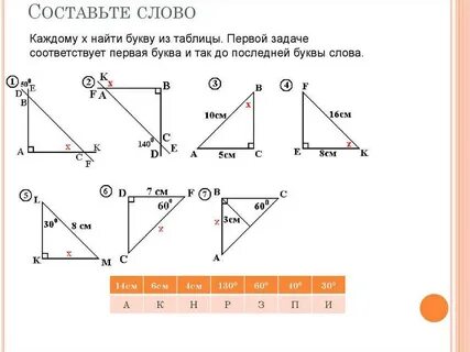 Задачи на признаки равенства прямоугольных треугольников 7 класс по готовым чертежам