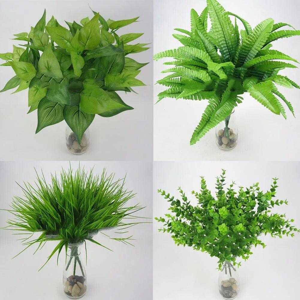 Искусственные комнатные растения. Декоративное растение в горшке. Искусственные цветы для декора. Зеленые комнатные растения.