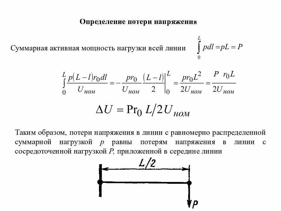 Формула падения напряжения в линии. Формула падения напряжения в линии