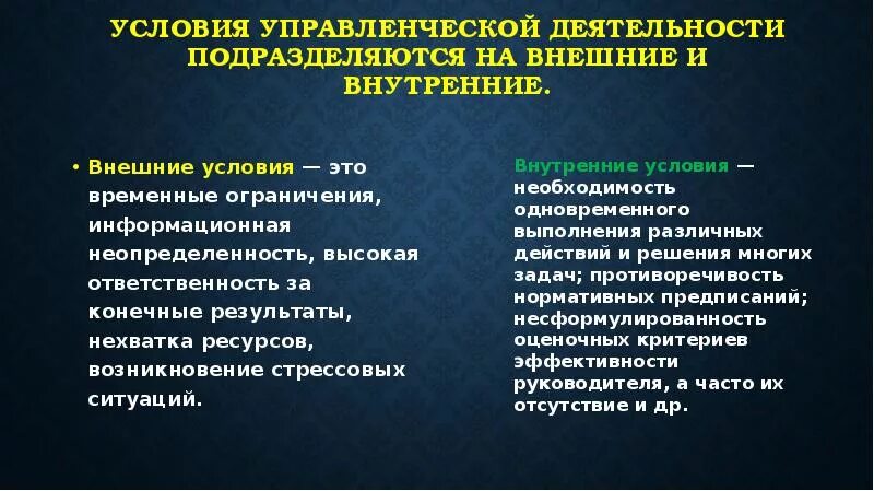 Внутренняя и внешняя характеристики организации. Внешние условия деятельности. Внутренние и внешние условия деятельности. Внутренние и внешние условия организации управления. Внешняя и внутренняя организация.