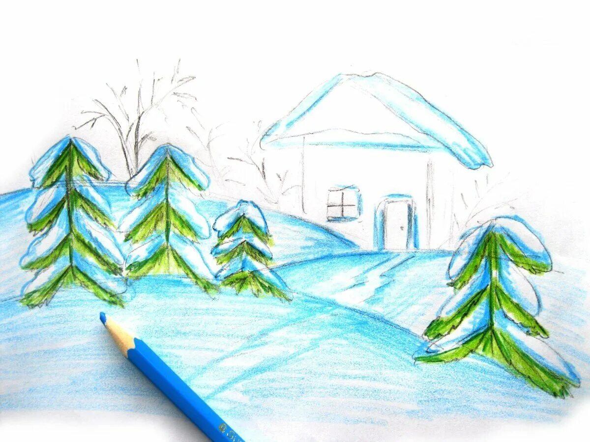 Зимние картинки легко. Зимние рисунки для срисовки. Зимние картинки для срисовки. Зимний рисунок карандашом. Рисунки зимы для срисовки.