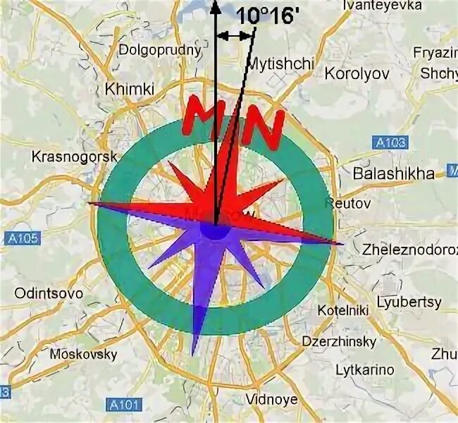 Северо восток в геншине. Компас на карте Москвы.