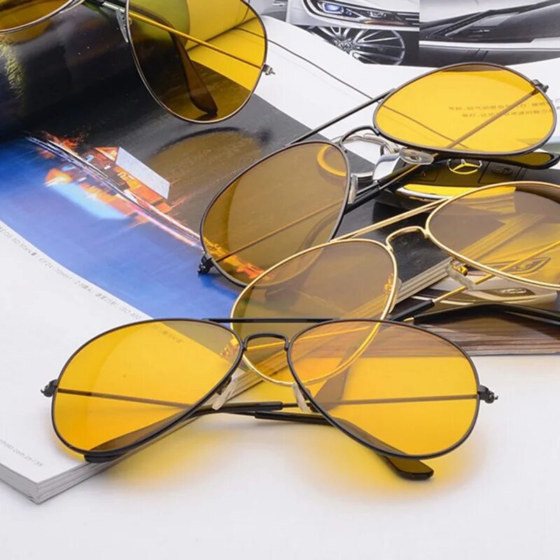 Лучшие антибликовые очки. 030686 Очки антиблик uv400. Антибликовые очки Авиатор. Желтые очки. Очки с желтыми стеклами.