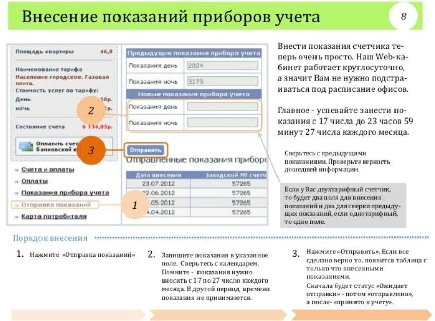 Передача показаний счетчиков какого числа