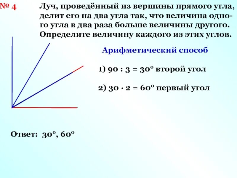 Вершины проведен луч градусная