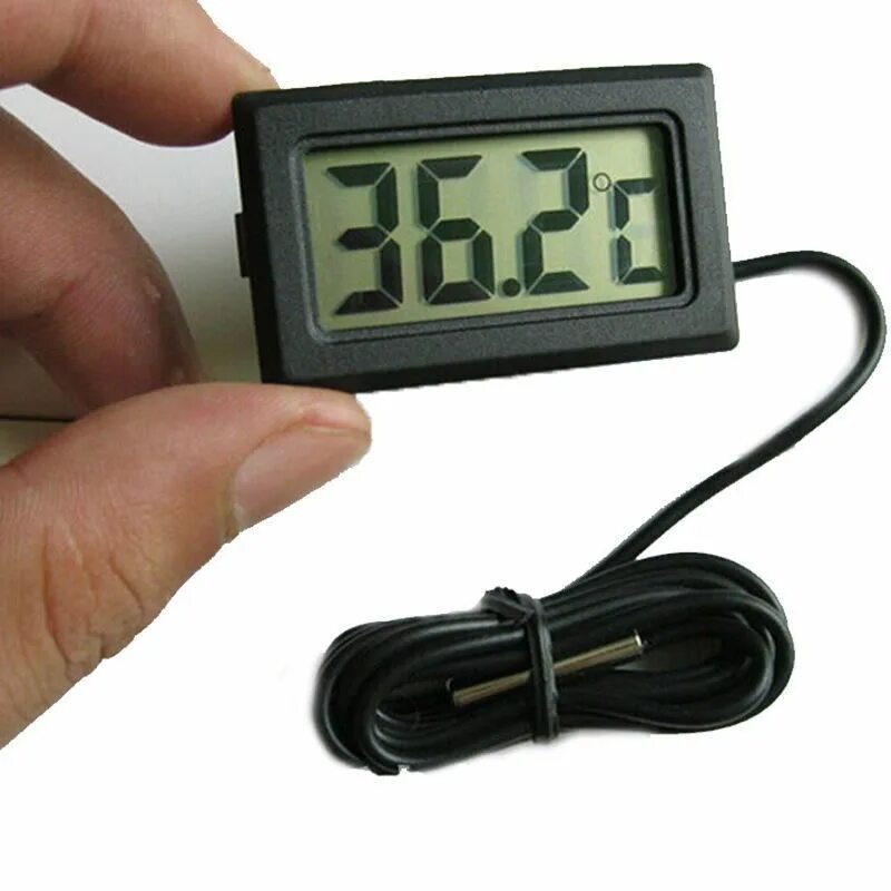 Цифровой термометр TPM-10 (-50...+110 C) С выносным. Цифровой термометр TPM-10 С выносным датчиком, черный. Термометр цифровой с выносным щупом ТРМ-10. Цифровой термометр с выносным датчиком 100см -50 +110 (+- 0,1с).