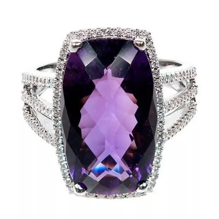 Diamond Purple/ Даймонд Парпл. Алмаз с аметистами в кольце. Аметист в бриллиантах.