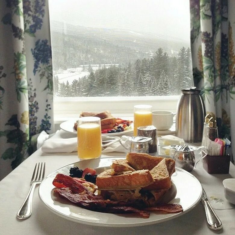Завтрак зимой фото