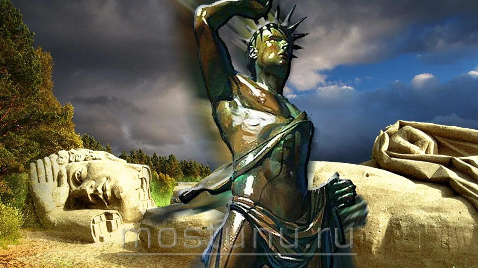 Статуя гелиоса где. Статуя Бога солнца Гелиоса. Статуя в Греции колосс Родосский. Статуя Гелиоса колосс Родосский. 6 Чудо света колосс Родосский.