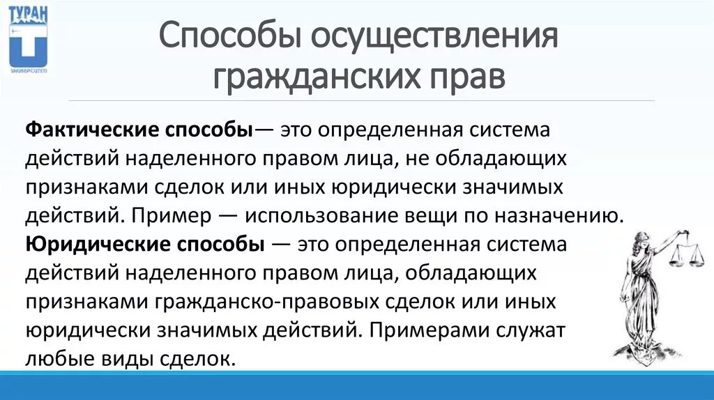 Фактически не выделяют. Понятие осуществления гражданских прав. Фактические способы осуществления гражданских прав. Понятие способы и пределы осуществления гражданских прав. Способы осуществления гражданских прав схема.