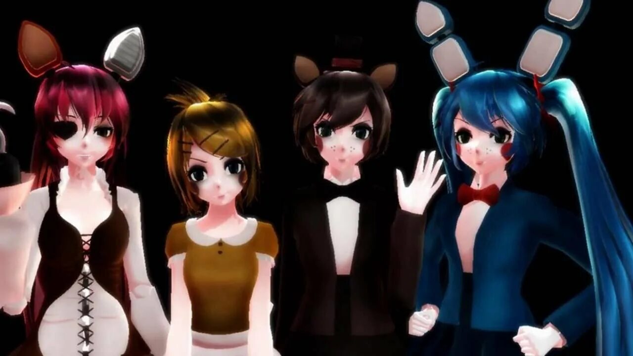 Фниа бонни. Аниматроники аниме. 5 ночей с девушками. Ммд фнаф. Фниа фредди.