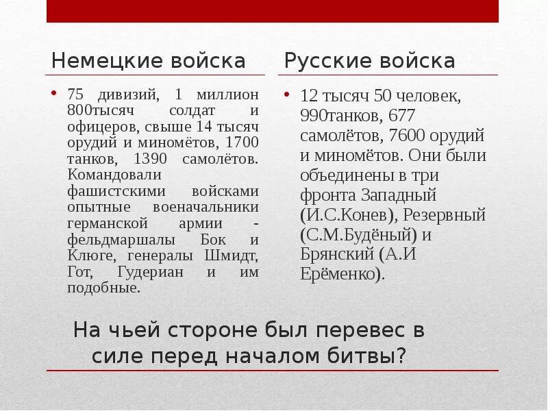 На чьей стороне был перевес в Московской битве. На чьей стороне был перевес сил перед началом войны. Сделайте вывод на чьей стороне был перевес. Баланс сил в переговорах оцениваем, на чьей стороне перевес.