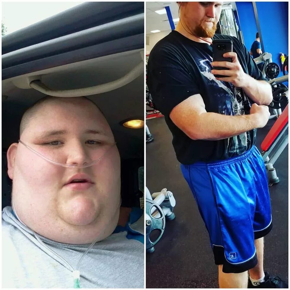 Мальчик до и после похудения.
