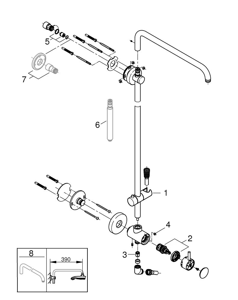 Разобрать душа grohe. Переключатель душа для смесителя Grohe 46056000. Переключатель для душа Grohe 46056000. Смеситель Grohe 23774000 схема.