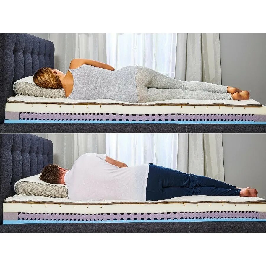 Матрас и подушка при сколиозе. Матрас для больной спины. Анатомический эффект матраса. Правильное положение позвоночника во время сна на матрасе. Блок независимых пружин.