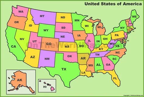 Usa Map With State Abbreviations.