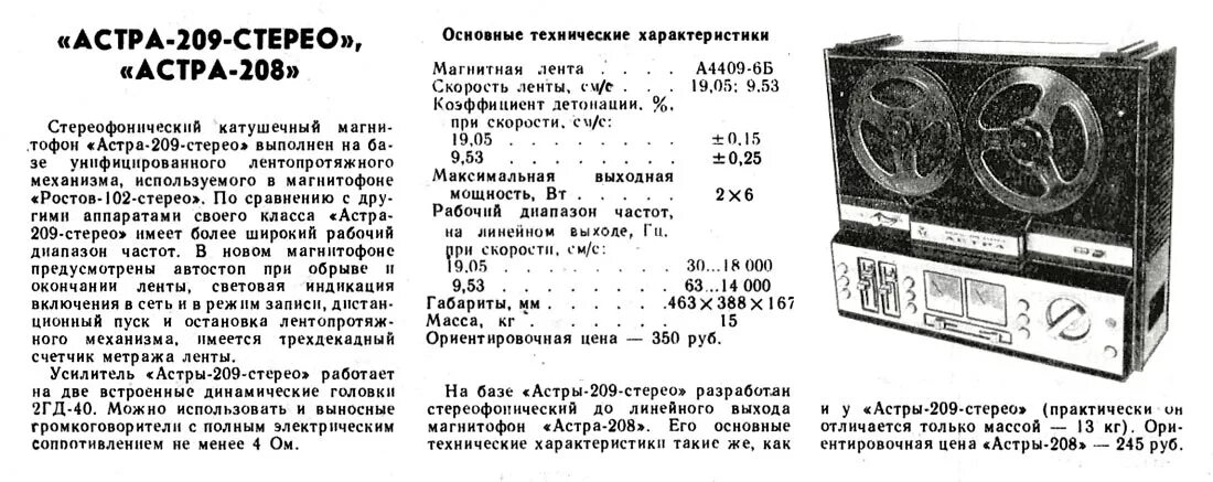 Характеристики катушечного магнитофона