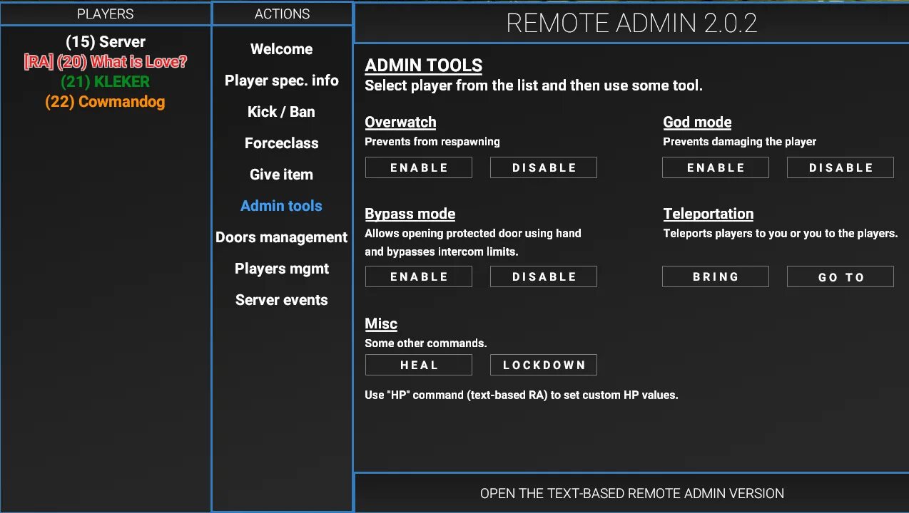 Админ панель SCP SL. Ремоут админ панель SCP. Remote admin SCP SL. Remote admin Panel SCP SL. Then tools