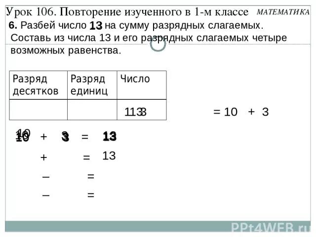 Разбить сумму на разные числа. Разбить число на разрядные слагаемые. Разбей число 12 на разрядные слагаемые и запиши. Разбиение числа на цифры. Разбиение числа на три слагаемых.