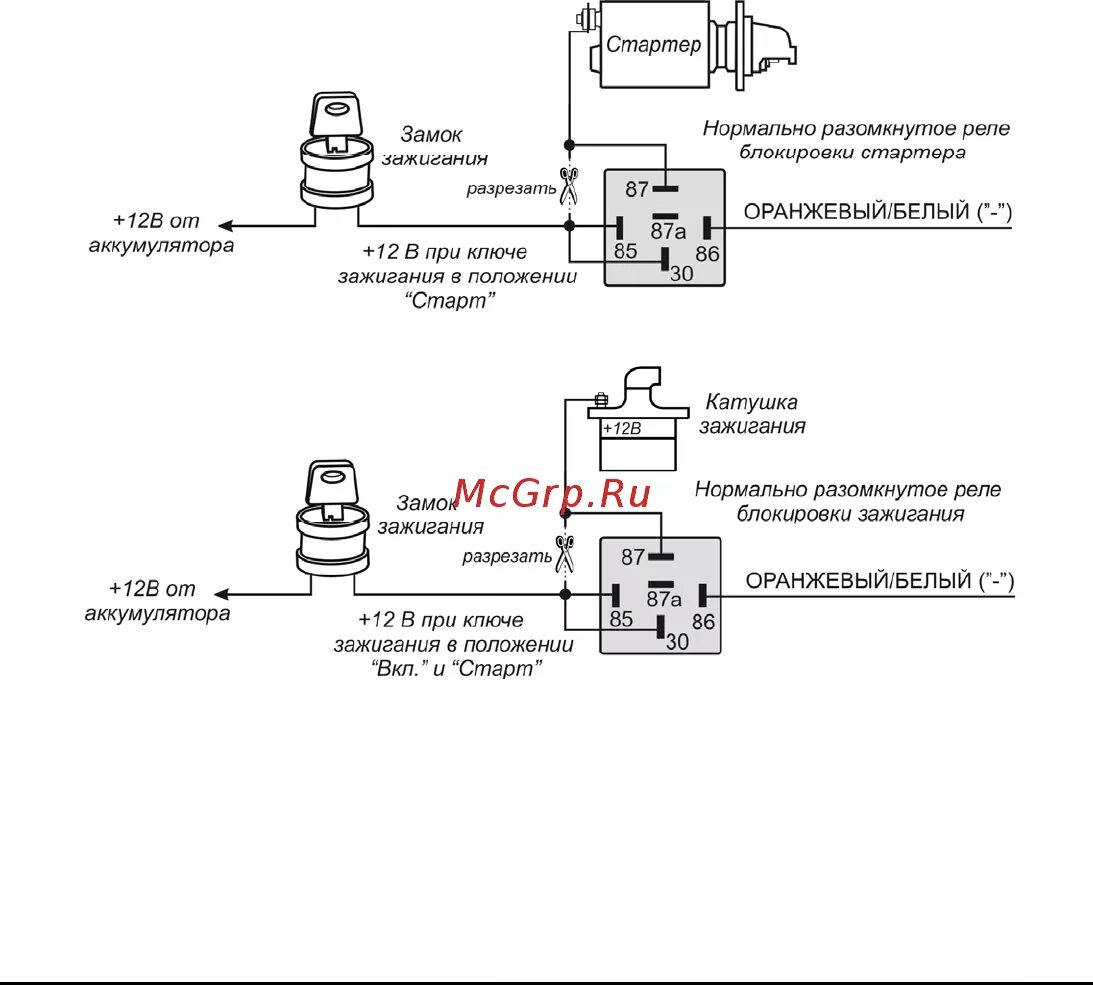 Подключение реле стартера ваз