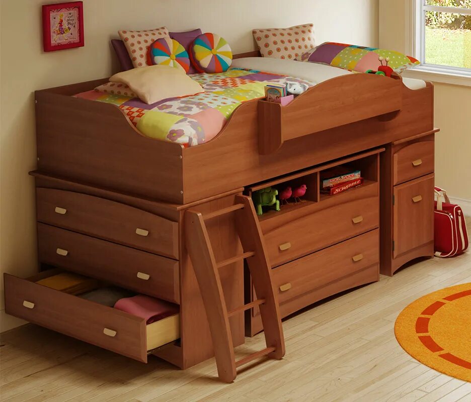 Кровать для детей. Кровать для маленьких. Многофункциональная кровать для детей. Кровать для трехлетнего ребенка.