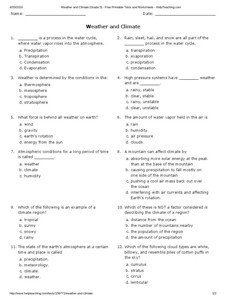 Climate weather тест ответы. Weather and climate Worksheets 5 Grade. Тест погода 6 класс.