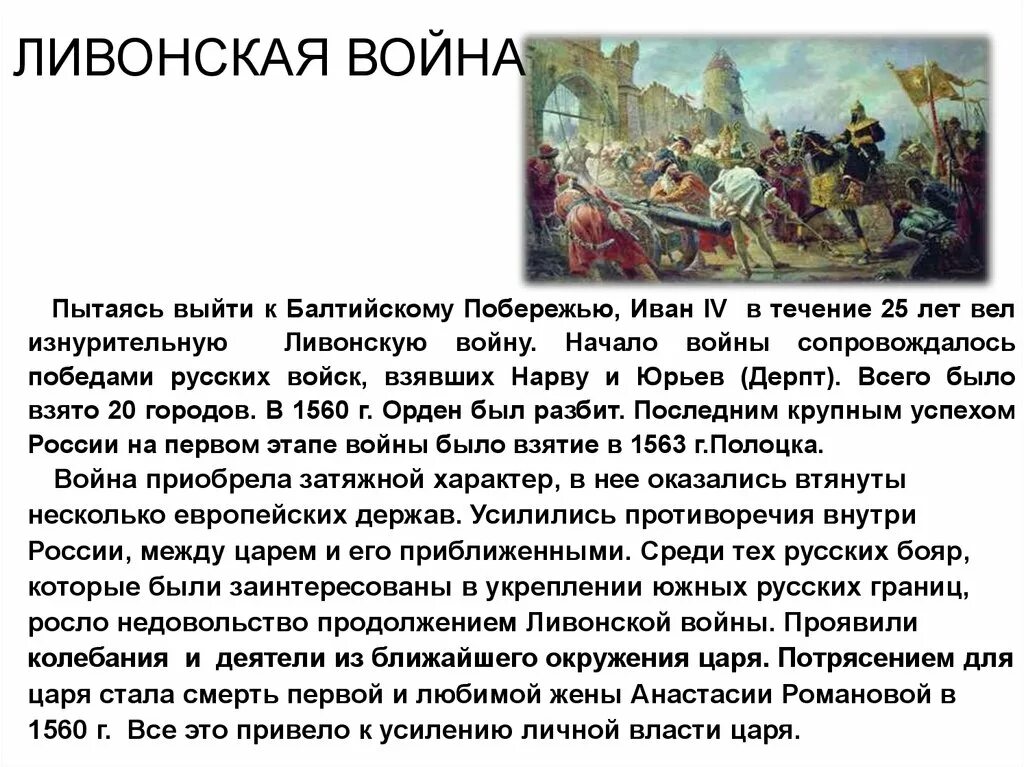 Историческая справка о ливонском ордене. Карта Ливонской войны при Иване Грозном. Сообщение о Ливонской войне.