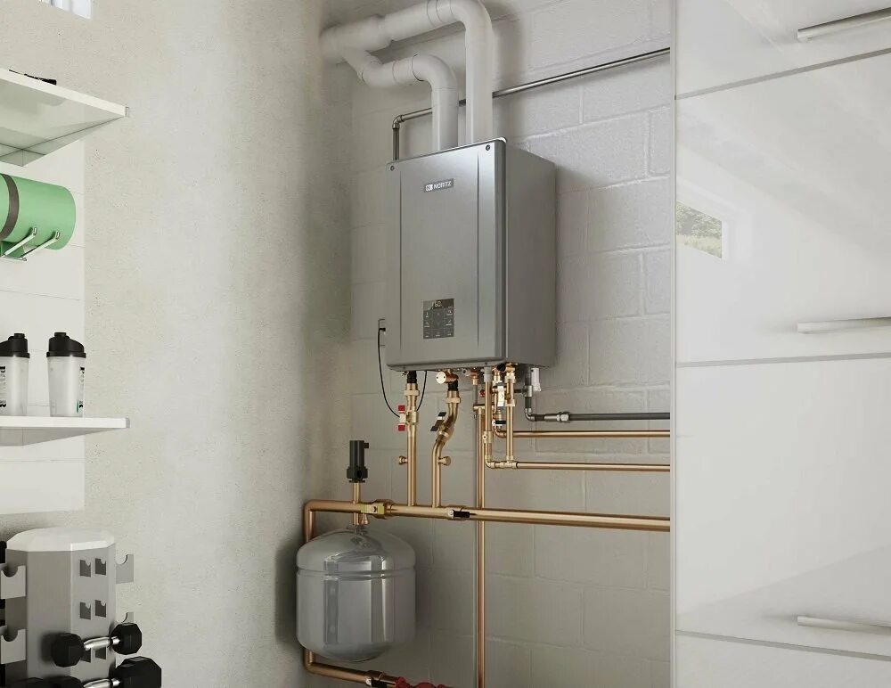 Какая лучшая газовая колонка для дома. Газовый котел Boiler. Газовый водонагреватель в ванной. Газовый котел в квартире. Газовый котел в интерьере.