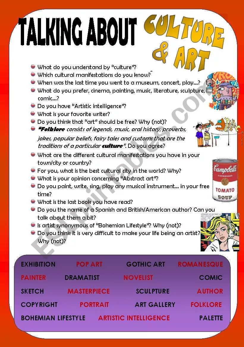 Worksheets искусство. Worksheet about Culture. Talking about Art Worksheets. Тема Arts на английском.