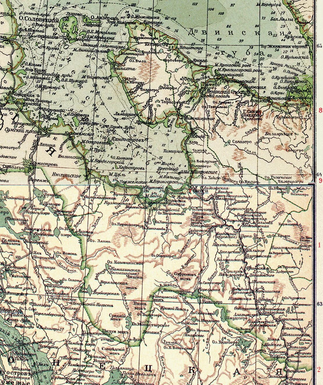 карта архангельской губернии 19 века. карта онежского уезда. карта шенкурского уезда. карта архангельской губернии 17 века. деревня шелекса.