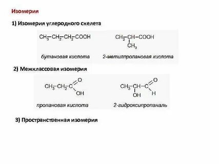 Межклассовые изомеры сложных эфиров